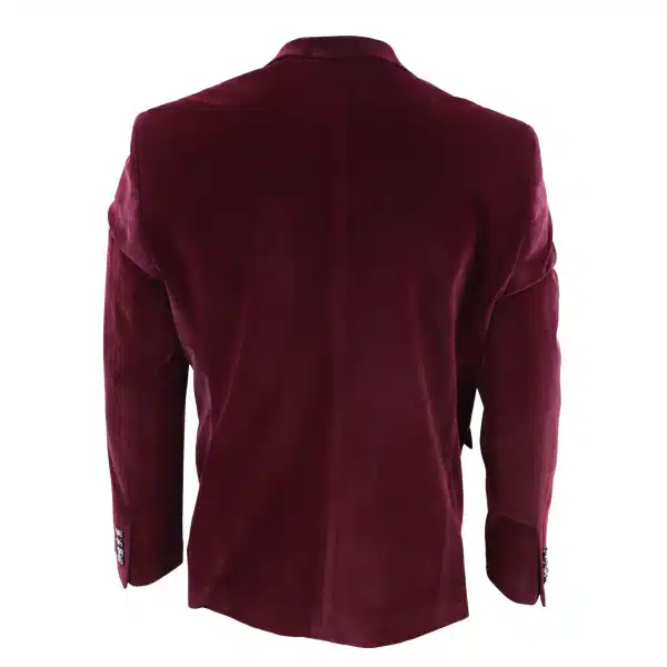 Mens Velvet Blazer Suit Jacket 2 Button Dinner Smart Casual Formal Tailored Fit - Wine