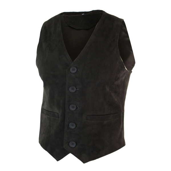 Mens Waistcoat Gilet Real Genuine Suede Leather Retro Vintage Western Vest Brown