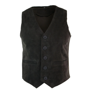 Mens Waistcoat Gilet Real Genuine Suede Leather Retro Vintage Western Vest Brown