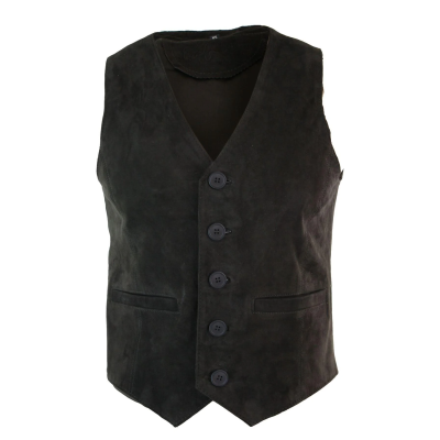 Mens Waistcoat Gilet Real Genuine Suede Leather Retro Vintage Western Vest Brown