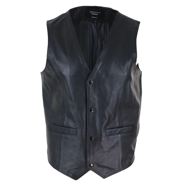 Mens Black Hide Leather Waistcoat