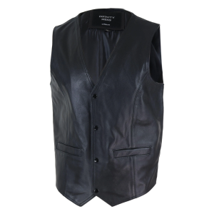 Mens Black Hide Leather Waistcoat