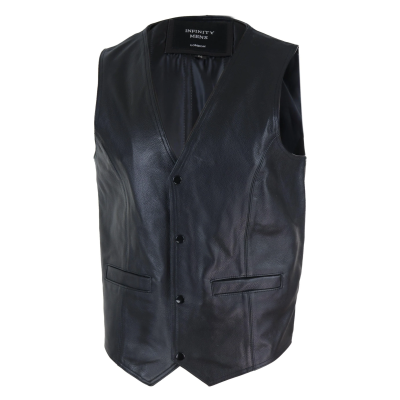 Mens Black Hide Leather Waistcoat