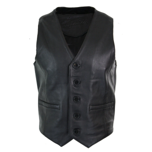 Infinity 153 Napa – Mens Real Leather Gilet Waistcoat Classic Vintage Retro Black