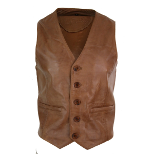 Infinity 153 Napa – Mens Real Leather Gilet Waistcoat Classic Vintage Retro Camel