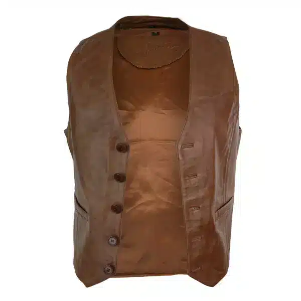 Infinity 153 Napa - Mens Real Leather Gilet Waistcoat Classic Vintage Retro Camel