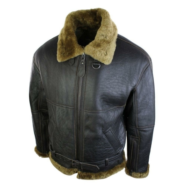 Mens Brown Original RAF Sheepskin Flying Pilot Jacket Classic Brown Ginger