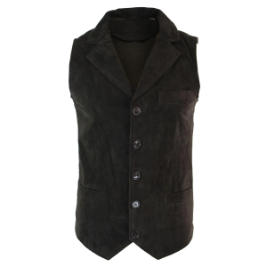 Mens Real Suede Leather Brown Smart Casual Gilet Waistcoat Vintage Retro