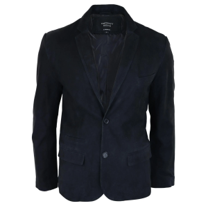 Mens Genuine Suede Blazer Style Jacket Leather Mens Classic VIntage Smart Casual Black