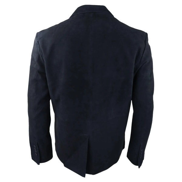 Mens Genuine Suede Blazer Style Jacket Leather Mens Classic VIntage Smart Casual Black