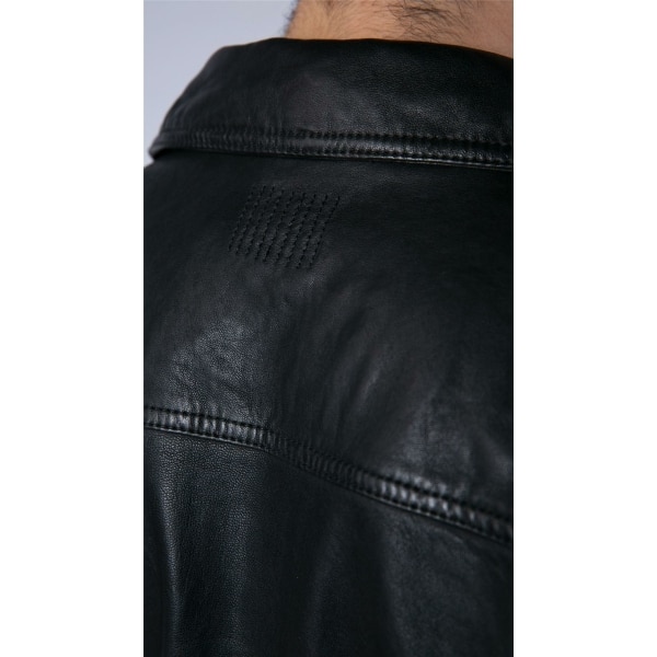 Mens Black real Leather Vintage Soft Jacket Short Jeans Style Classic Stud