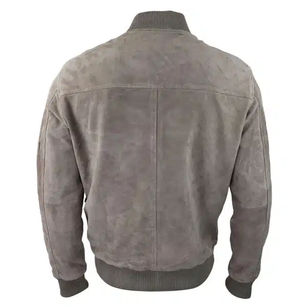 Mens Genuine Suede Bomber Jacket Leather Casual Varsity VIntage Smart Casual Beige