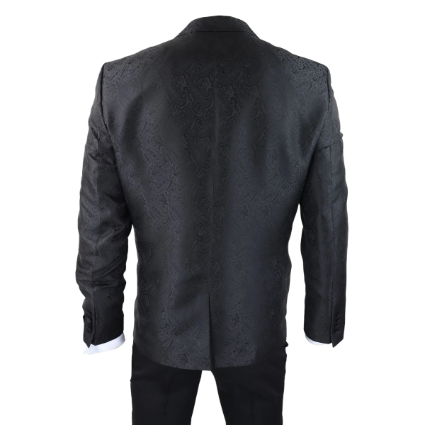 Mens Paisley Tuxedo Blazer And Waistcoat Brocade Dinner Jacket Satin Black Fit - No Trousers