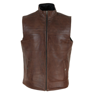 Mens Black & Brown Reversible Leather Gilet