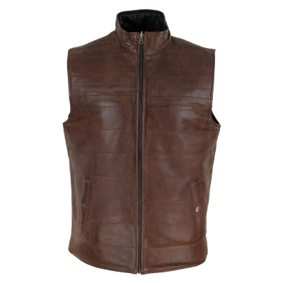 Mens Black & Brown Reversible Leather Gilet