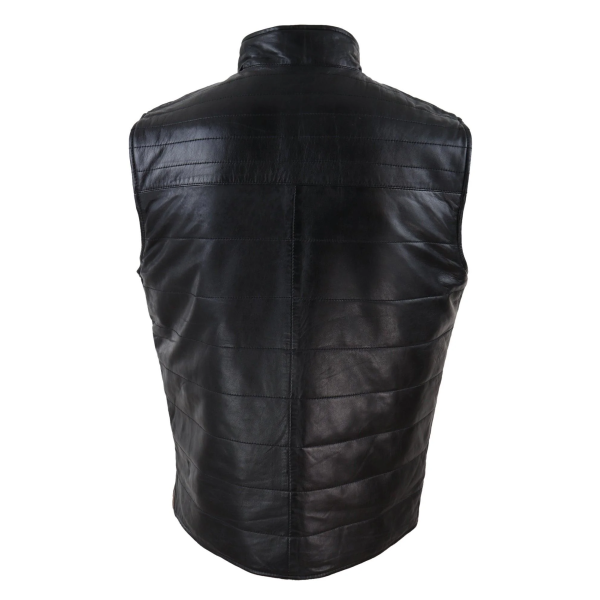 Mens Black & Brown Reversible Leather Gilet