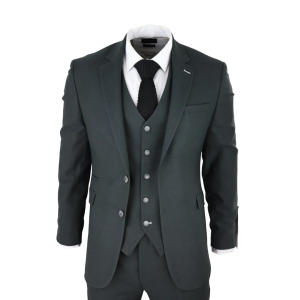 Mens Tweed Olive Green 3 Piece Suit Tailored Fir Classic Vintage 1920s Wedding