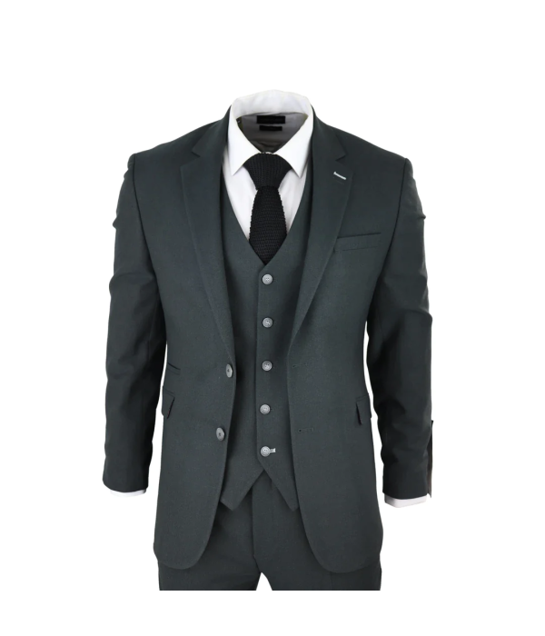 Mens Tweed Olive Green 3 Piece Suit Tailored Fir Classic Vintage 1920s Wedding