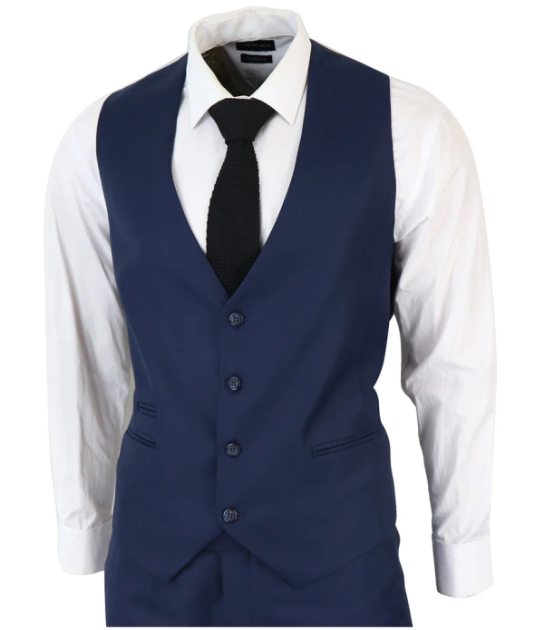 IM1 Men's Classic Charcoal Navy Tailored Fit 3-Piece Suit