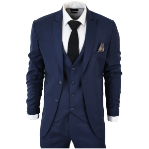 IM1 Men’s Classic Charcoal Navy Tailored Fit 3-Piece Suit