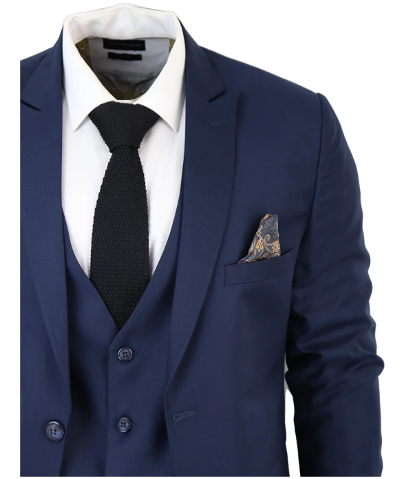 IM1 Men's Classic Charcoal Navy Tailored Fit 3-Piece Suit