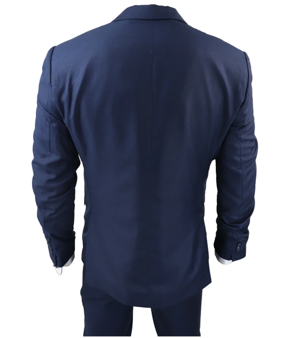 IM1 Men's Classic Charcoal Navy Tailored Fit 3-Piece Suit