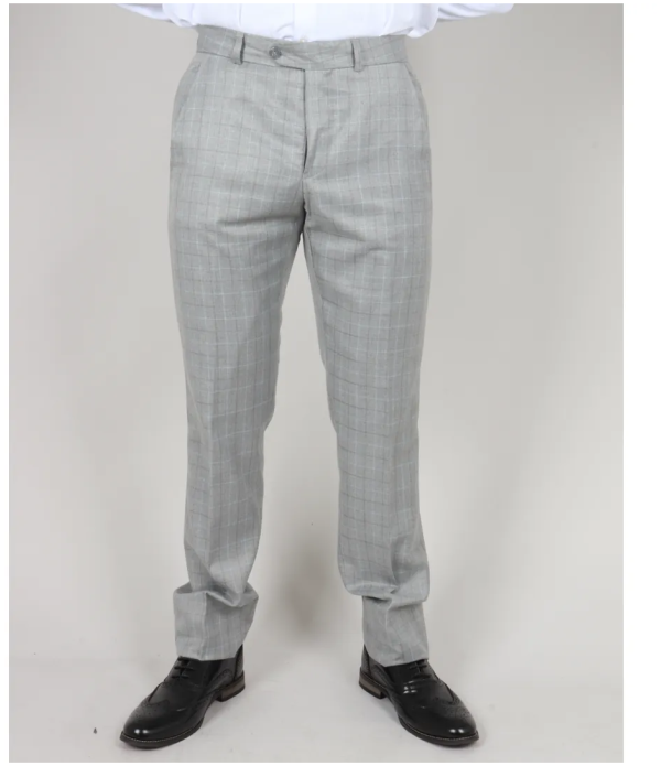 IM2 Men's Light Grey 3-Piece Suit with Fine Check Pattern