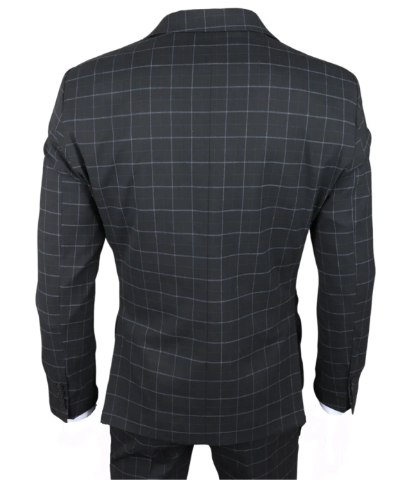 IM3 Men's Black Checked Tailored Fit 3-Piece Suit