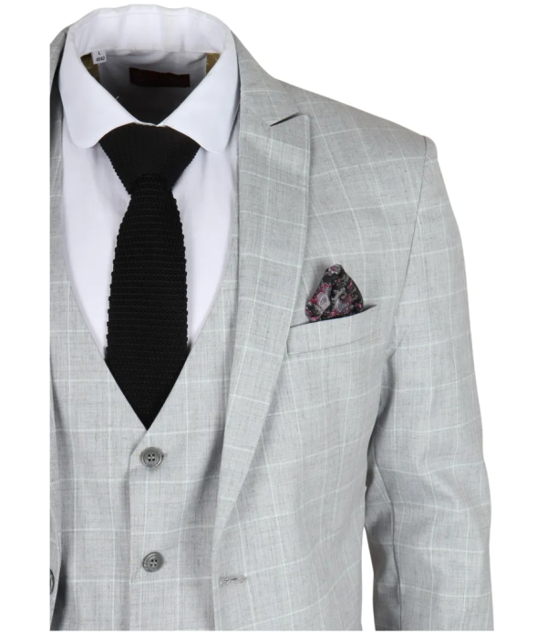 IM3 Men's Grey Checked Tailored Fit 3-Piece Suit