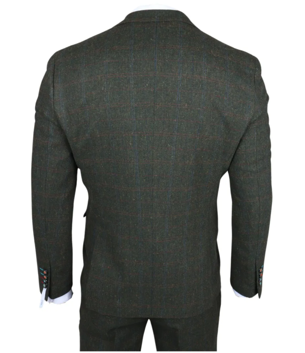 Joshua Men's 3-Piece Green Tweed Slim Fit Suit