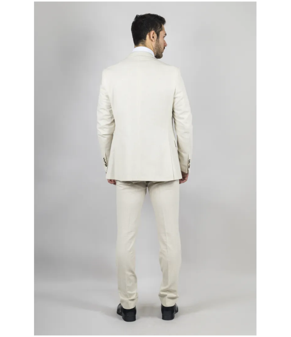 TP-21 Men's Beige 3-Piece Linen Summer Wedding Suit