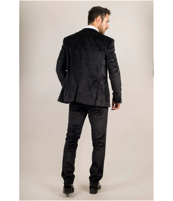 AK-26 Men's Black 3-Piece Velvet Wedding Tuxedo with Satin Lapels