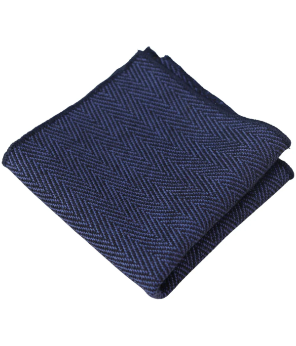 Men's Tweed Blue Herringbone Tie & Pocket Square Set