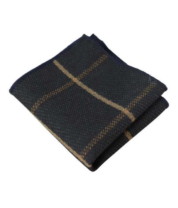 Men's Tweed Navy Herringbone Tie & Pocket Square Set