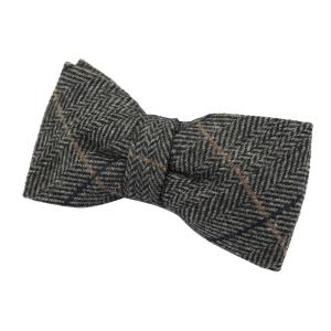 Albert – Men’s Grey Herringbone Tweed Check Bow Tie