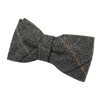 Albert - Men's Grey Herringbone Tweed Check Bow Tie