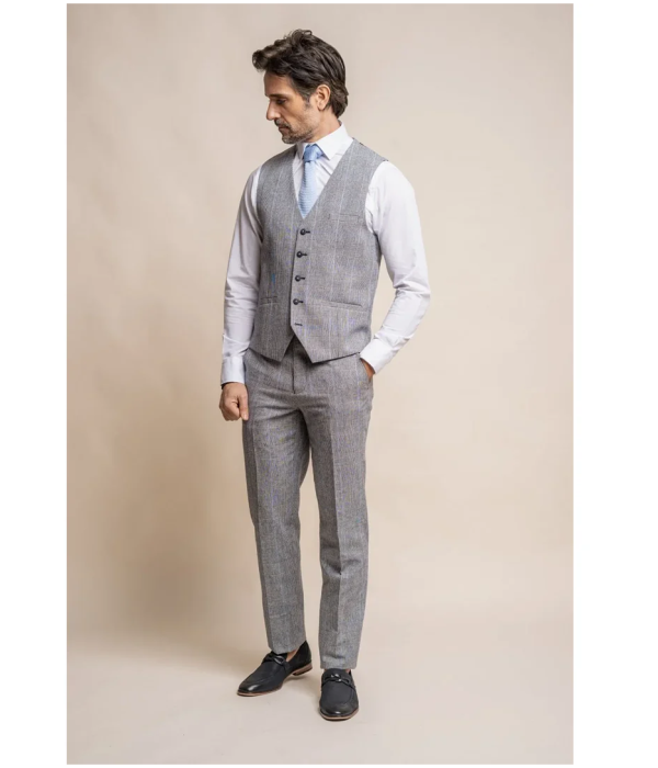 Arriga - Men's Grey Blue Check Waistcoat