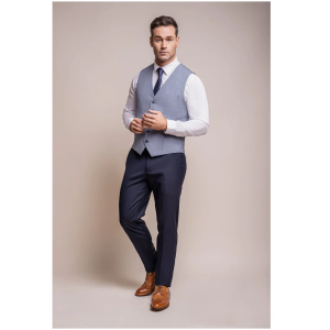 Baresi – Men’s Light Blue Check Waistcoat