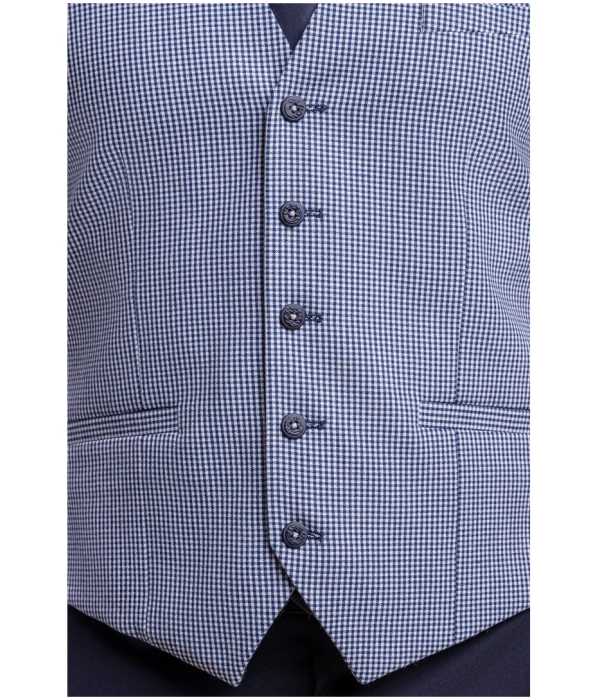 Baresi - Men's Light Blue Check Waistcoat