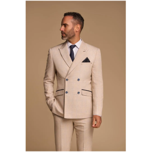 Caridi – Men’s 2 Piece Beige Double Breasted Suit