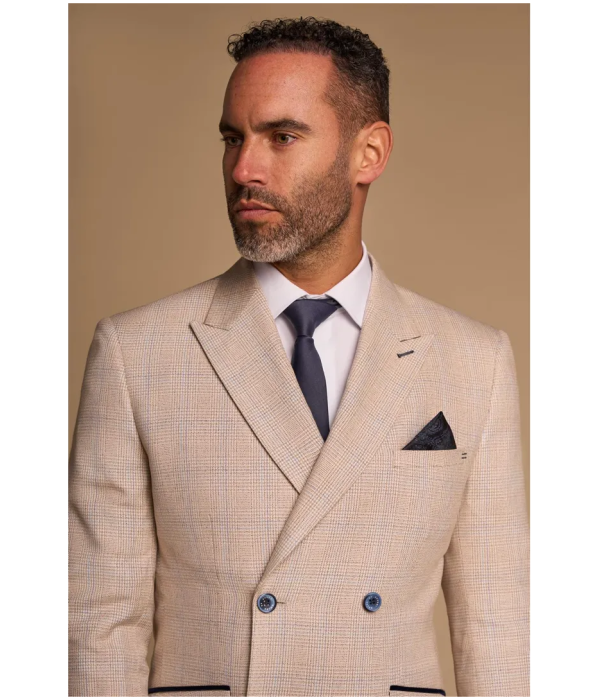 Caridi - Men's 2 Piece Beige Double Breasted Suit