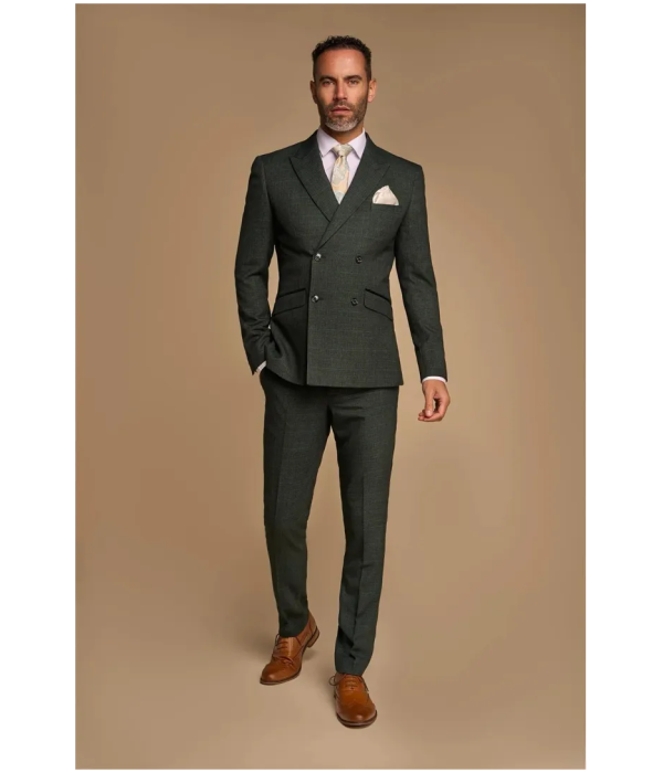 Caridi - Men's 2 Piece Olive Green Double Breasted Suit