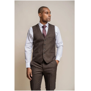 Caridi – Men’s Tweed Brown Waistcoat