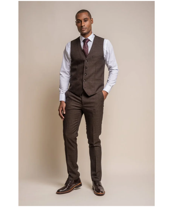 Caridi - Men's Tweed Brown Waistcoat