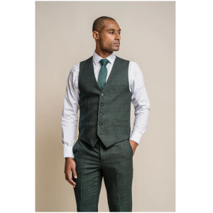 Caridi – Men’s Olive Green Tweed Waistcoat