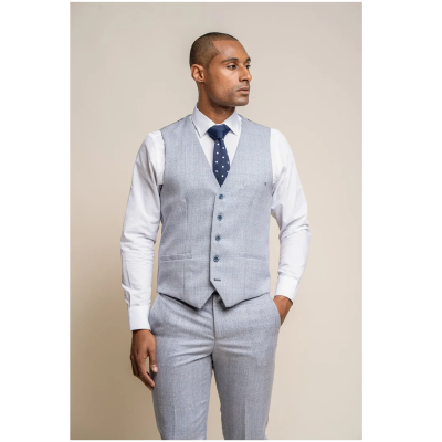 Caridi - Men's Wedding Light Blue Waistcoat