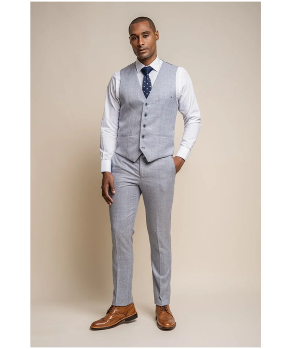 Caridi - Men's Wedding Light Blue Waistcoat