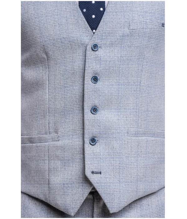 Caridi - Men's Wedding Light Blue Waistcoat