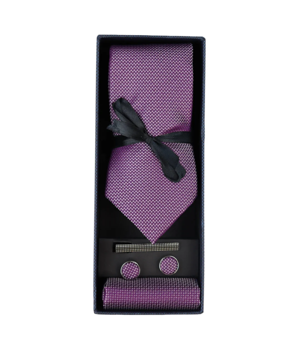 Diamond Neck Lilac Tie Gift Set Pocket Square Cuff Links Pin Tie For Shirt Satin