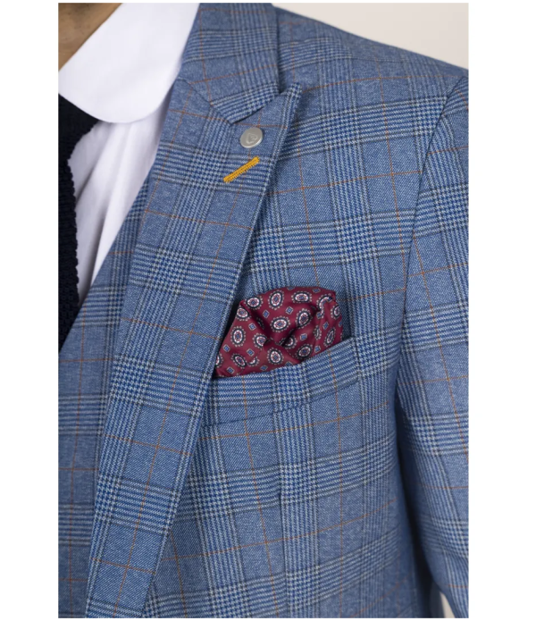 Earl Men's 3-Piece Blue Checked Tailored Suit